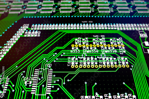 PCB electric circuit on the PC screen