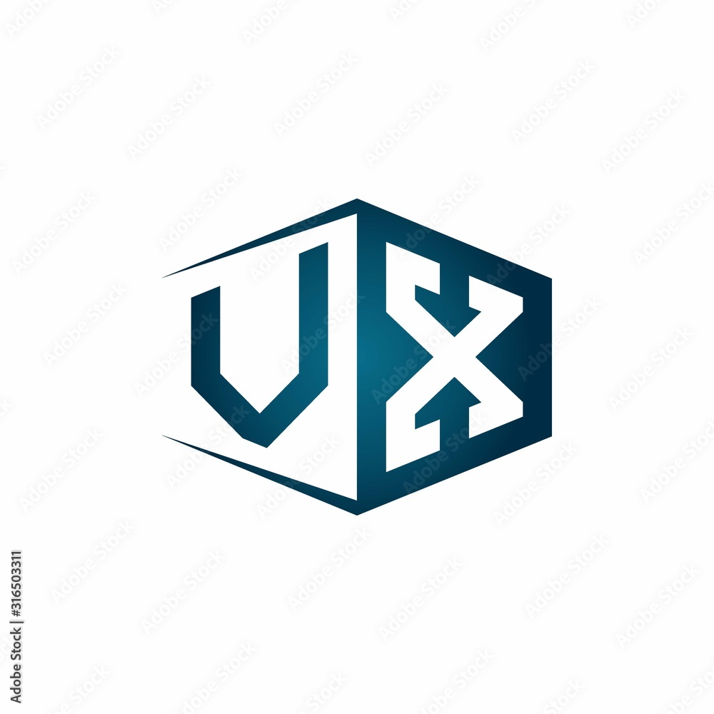 VX monogram logo with hexagon shape and negative space style ribbon design template VX monogram logo with hexagon shape and negative space style ribbon design template