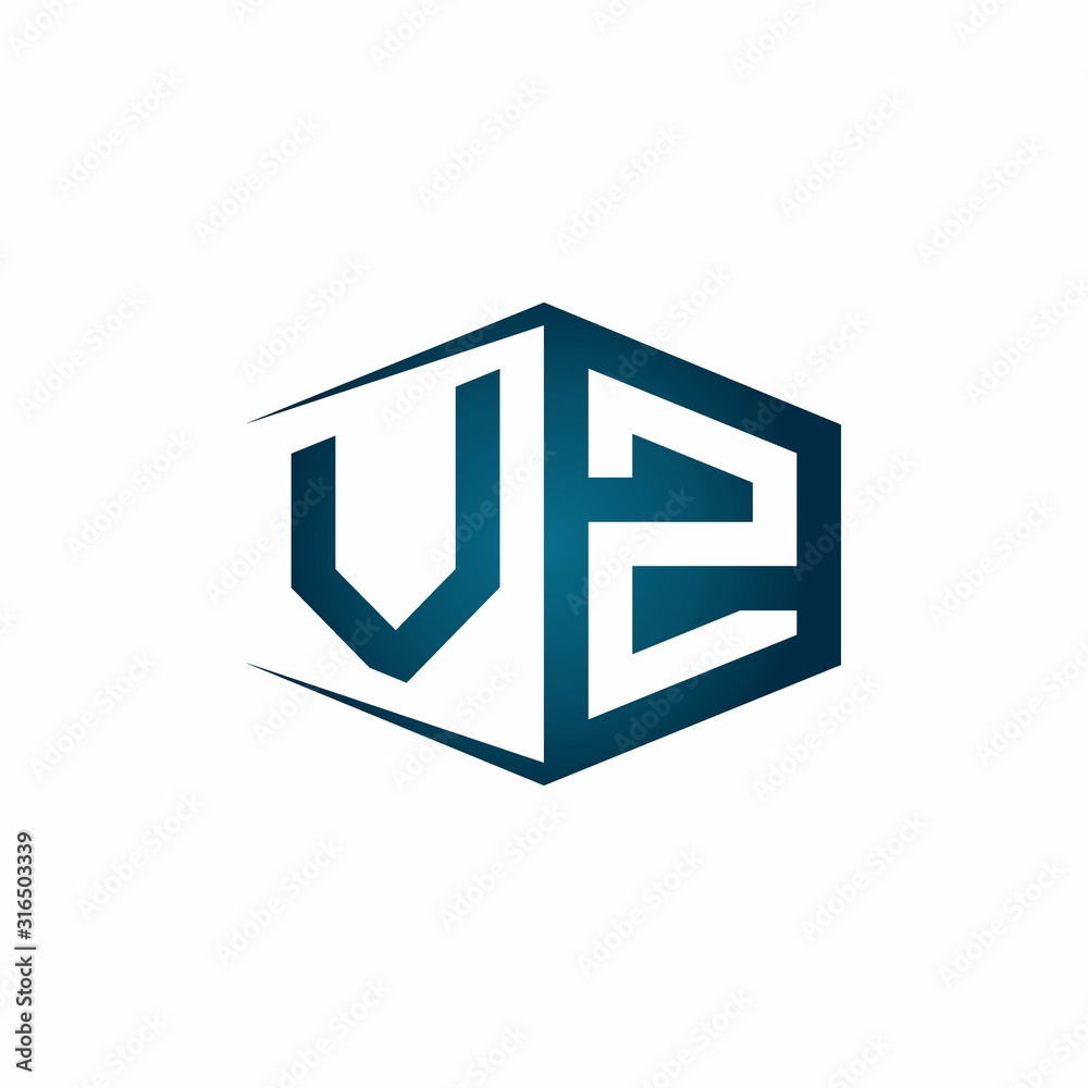 VZ monogram logo with hexagon shape and negative space style ribbon design template VZ monogram logo with hexagon shape and negative space style ribbon design template