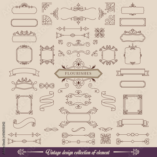flourishes, labels and dividers,. Retro vector illustration