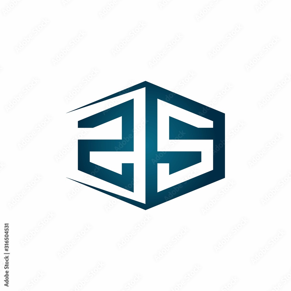 ZS monogram logo with hexagon shape and negative space style ribbon design template ZS monogram logo with hexagon shape and negative space style ribbon design template