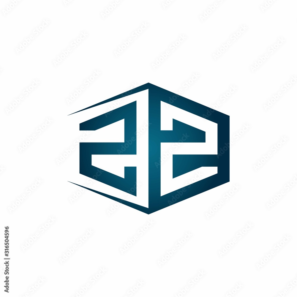 ZZ monogram logo with hexagon shape and negative space style ribbon design template ZZ monogram logo with hexagon shape and negative space style ribbon design template