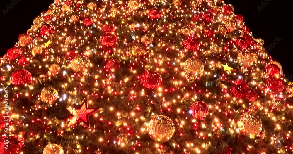Close up shot on a decorated Christmas tree.