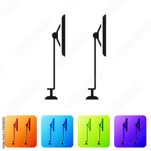 Black Windscreen wiper icon isolated on white background. Set icons in color square buttons. Vector Illustration