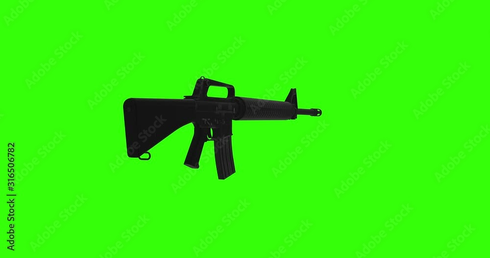 assault black rifle green screen 3d Stock Video | Adobe Stock