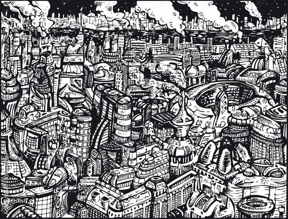 Naklejka premium Picture of a Future City on another planet