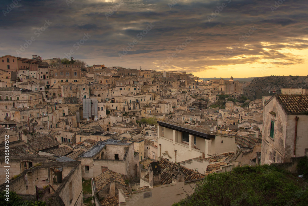 Sunset at an Ancient Italian Town in Southern Italy