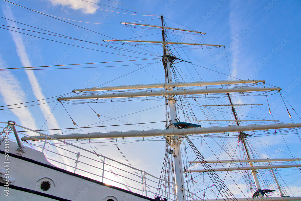 Sailing ship - The large mast of an old sailing ship.