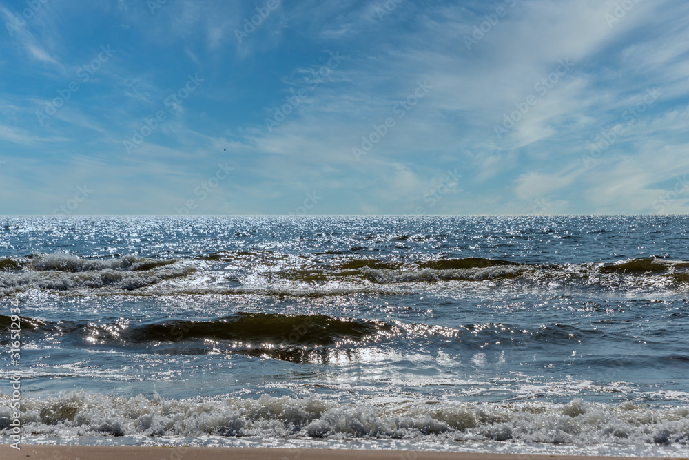 Beach on the Baltic Sea with Waves