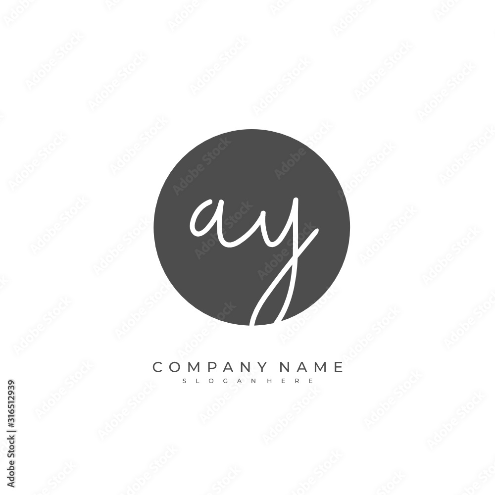 Handwritten initial letter A Y AY for identity and logo. Vector logo template with handwriting and signature style. Handwritten initial letter A Y AY for identity and logo. Vector logo template with handwriting and signature style.