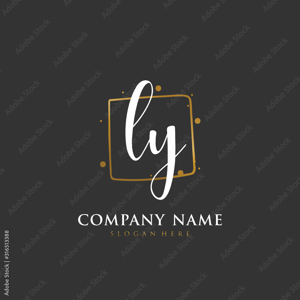 Handwritten initial letter L Y LY for identity and logo. Vector logo template with handwriting and signature style. Handwritten initial letter L Y LY for identity and logo. Vector logo template with handwriting and signature style.