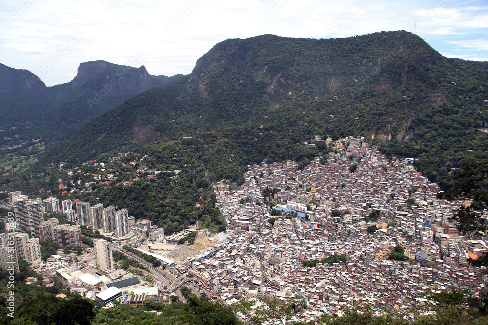 Panoramic view of Rocinha favela, Rio de Janeiro, Brazil