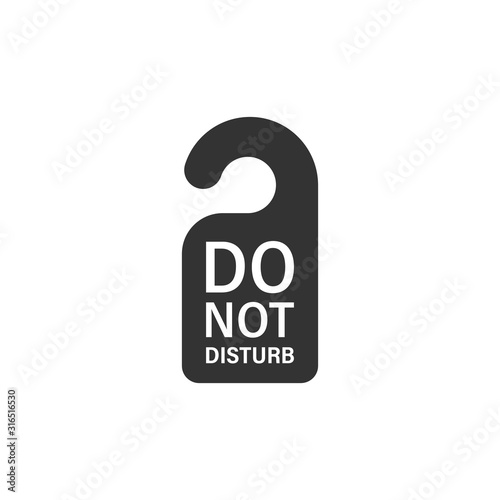 Do not disturb hotel sign icon in flat style. Inn vector illustration on white isolated background. Hostel clean room business concept.