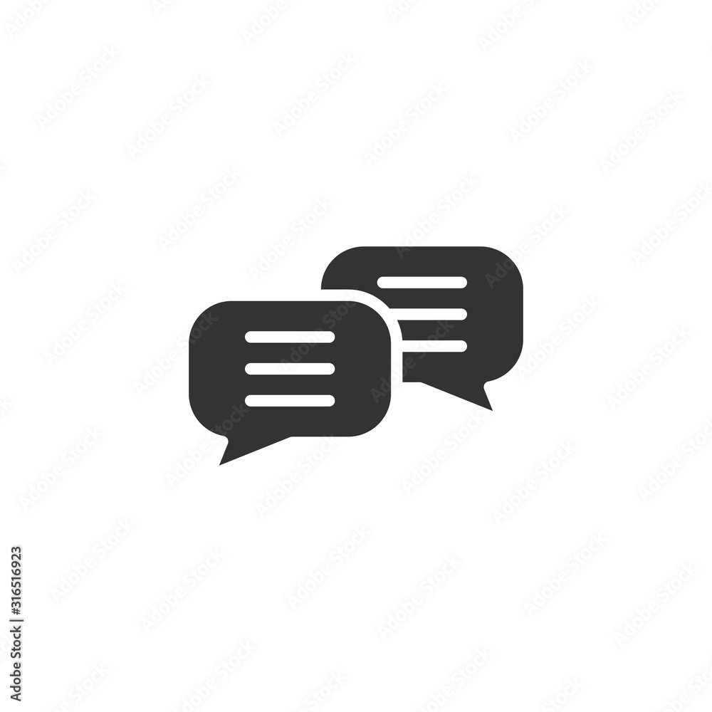 Speak chat sign icon in flat style. Speech bubbles vector illustration on white isolated background. Team discussion button business concept. Speak chat sign icon in flat style. Speech bubbles vector illustration on white isolated background. Team discussion button business concept.