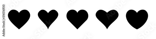 Valokuva Set of heart vector icons isolated on white background