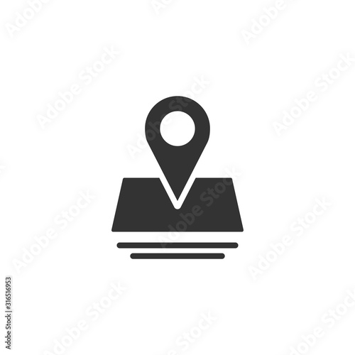 Map pin icon in flat style. gps navigation vector illustration on white isolated background. Locate position business concept.