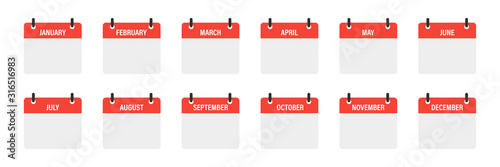 Calendar mounts isolated vector icons on white background. Week calendar schedule. Business plan schedule. photo