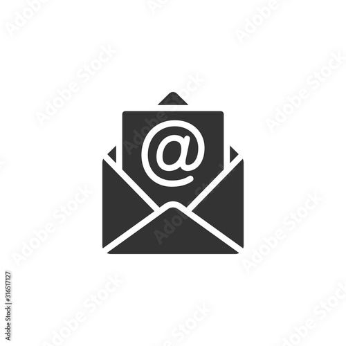 Email message icon in flat style. Mail document vector illustration on white isolated background. Message correspondence business concept.