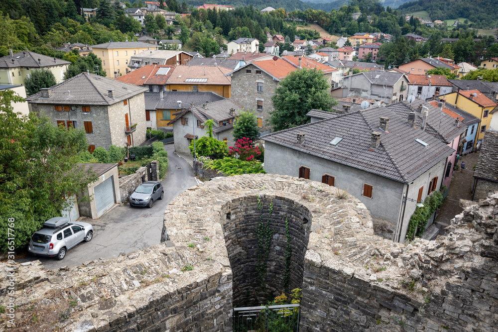 a view from the castle over Berceto town, Province of Parma, Emilia-Romagna, Italy