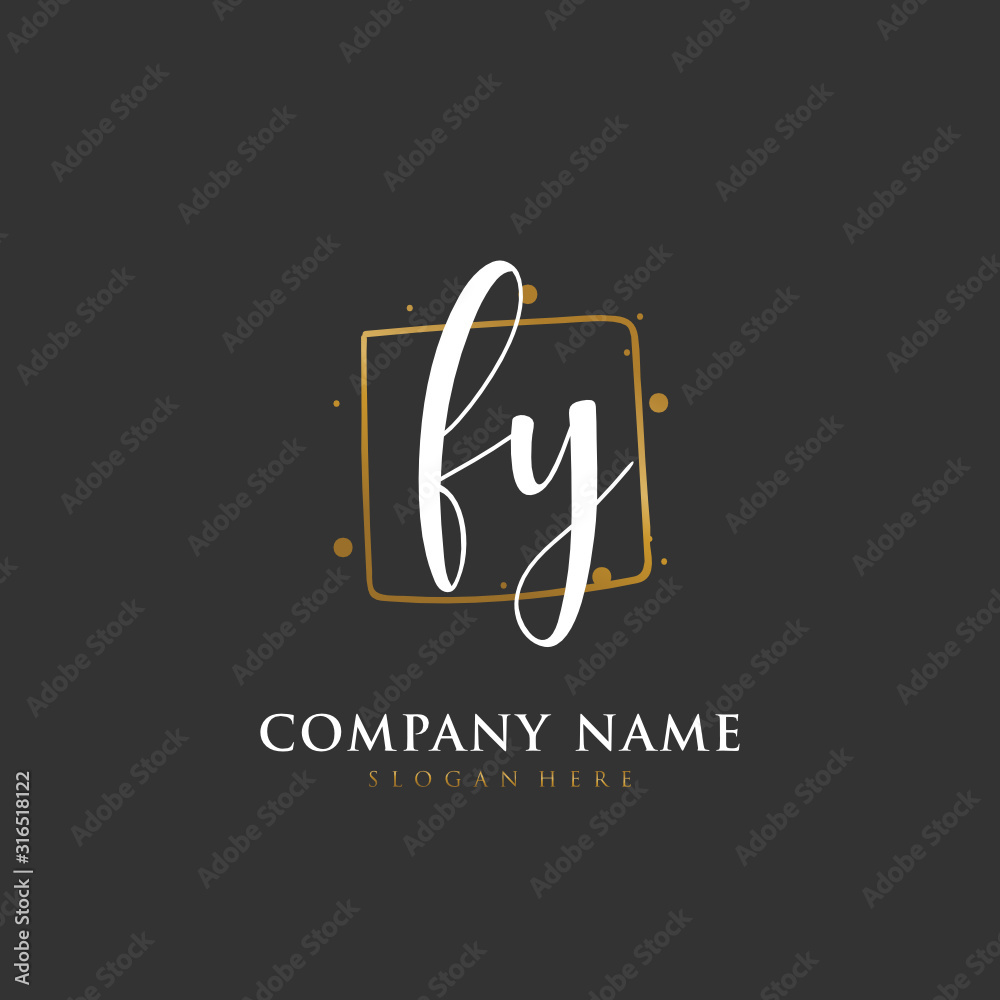 Handwritten initial letter F Y FY for identity and logo. Vector logo template with handwriting and signature style. Handwritten initial letter F Y FY for identity and logo. Vector logo template with handwriting and signature style.