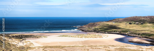 Bettyhill beach and Torrisdale Bay and the mouth of the River Naver in the Highlands
