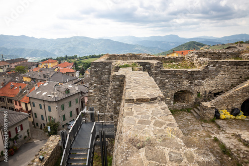 a view over Berceto town and the castle, Province of Parma, Emilia-Romagna, Italy