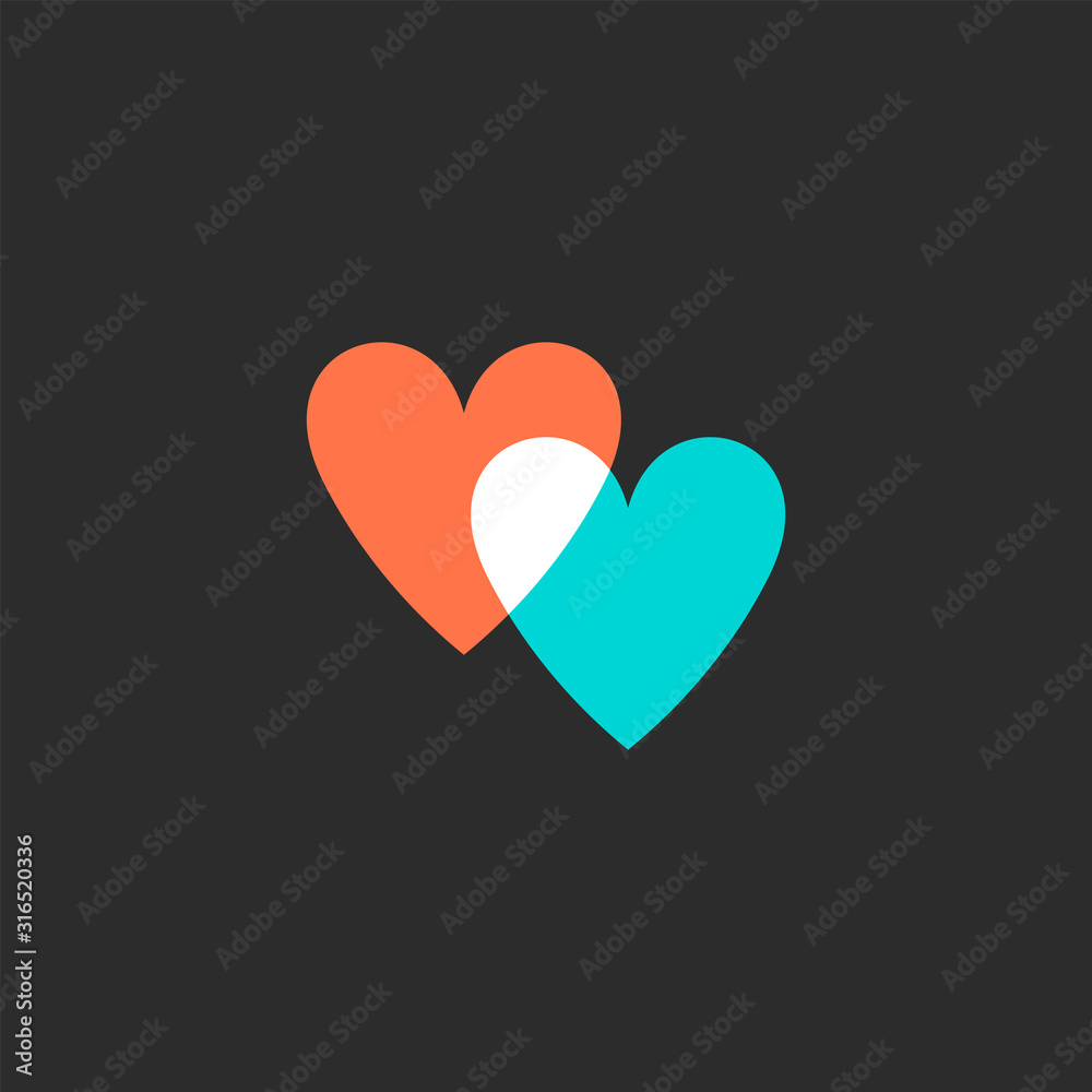 Hearts icon isolated on dark gray background