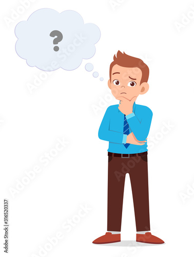 good looking man with question mark above the head