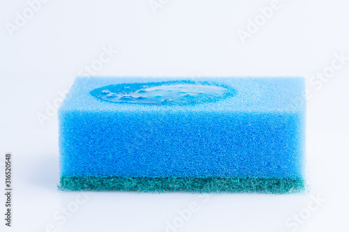 blue dish washing sponge