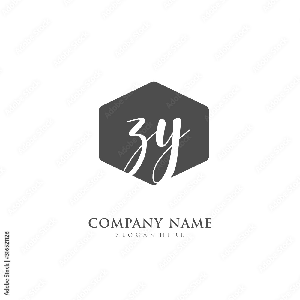 Handwritten initial letter Z Y ZY for identity and logo. Vector logo template with handwriting and signature style. Handwritten initial letter Z Y ZY for identity and logo. Vector logo template with handwriting and signature style.