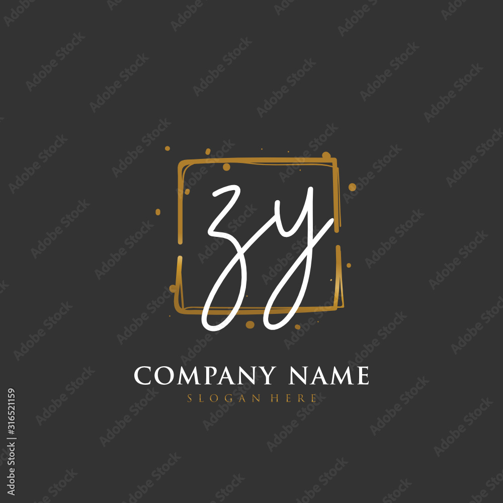 Handwritten initial letter Z Y ZY for identity and logo. Vector logo template with handwriting and signature style. Handwritten initial letter Z Y ZY for identity and logo. Vector logo template with handwriting and signature style.