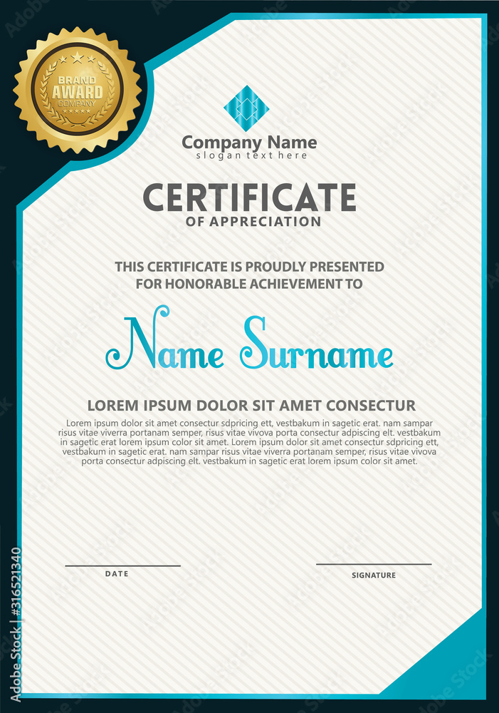 Vertical modern certificate template - obrazy, fototapety, plakaty 