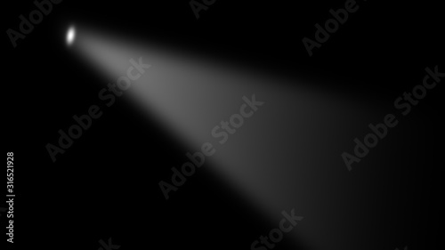Sun rays light isolated on black background. Spotlight texture overlays. Stock illustration.