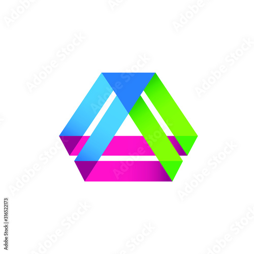 Triangle logo abstract prism geometric shape vector graphic technology business geometry line futuristic polygonal layout arrow marketing perspective corporate tech delta spectrum