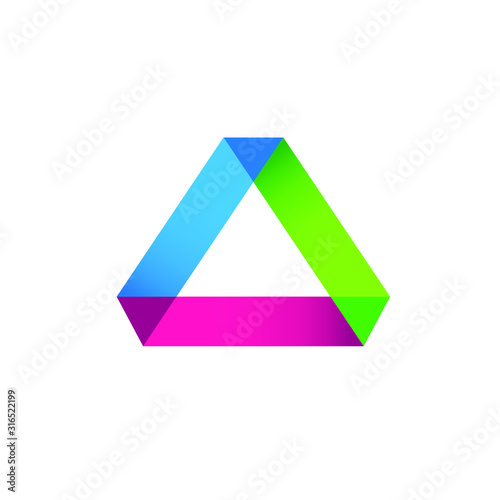 Triangle logo abstract prism geometric shape vector graphic technology business geometry line futuristic polygonal layout arrow marketing perspective corporate tech delta spectrum