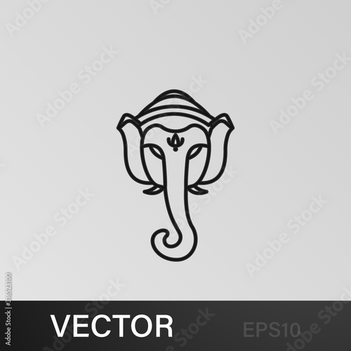 Binayak elephant deity Ganesh Diwali god icon on white background. Diwali Hindu festival elements for graphic and web design on white background on white background