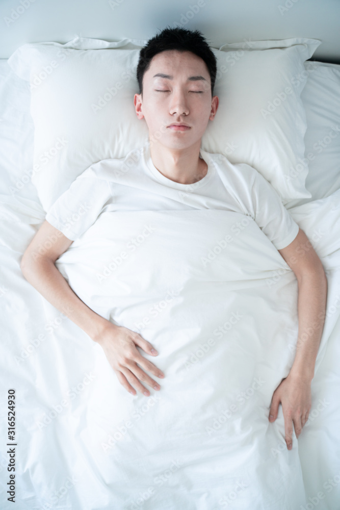 side view of bearded man sleeping on bed side view of bearded man sleeping on bed