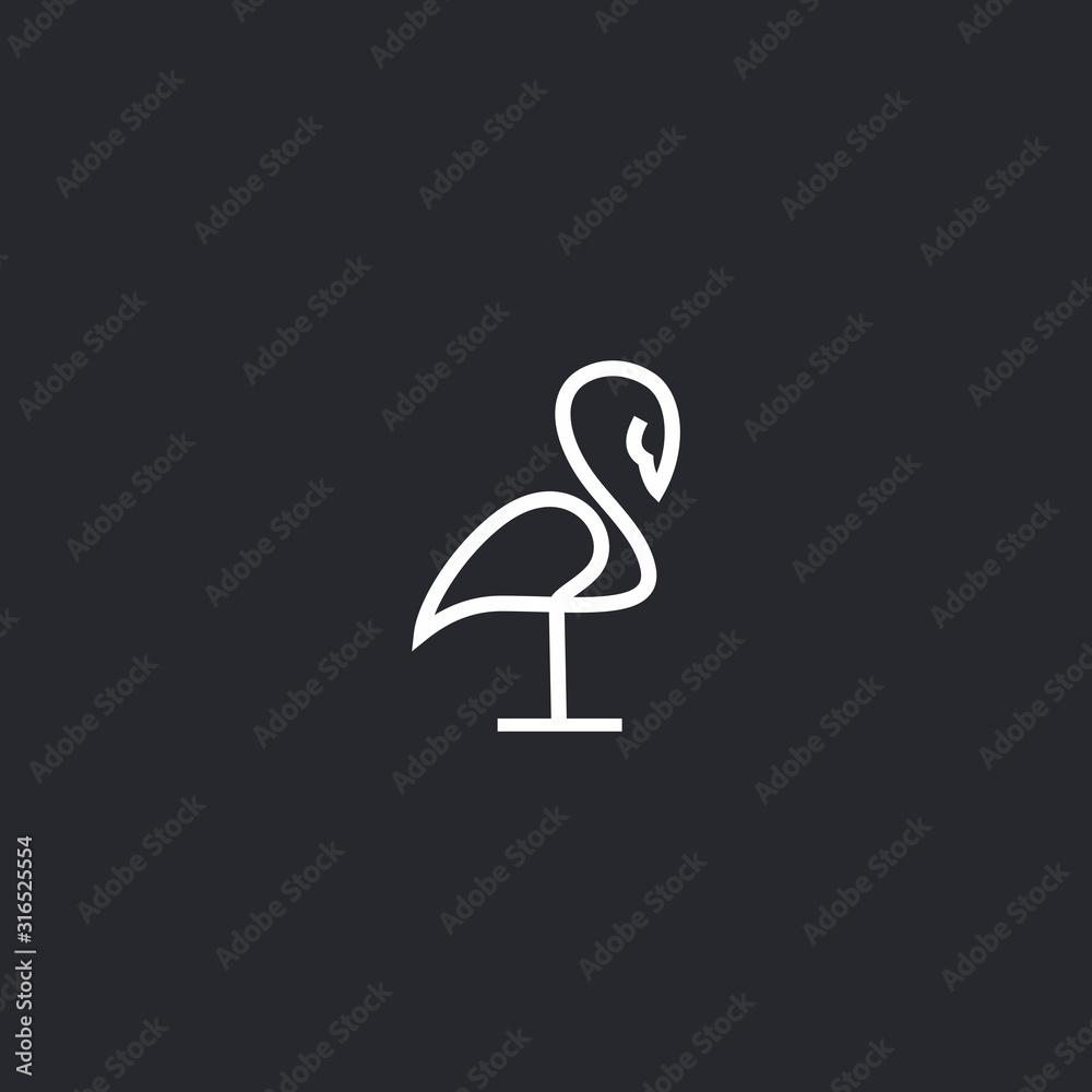 Fototapeta premium flamingo logo line vector