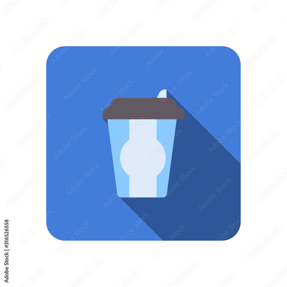 coffee cup flat icon with long shadow vector illustration