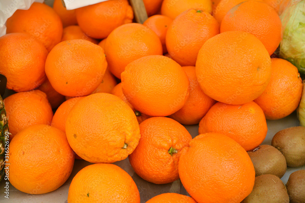 Close up of fresh oranges on the market Close up of fresh oranges on the market