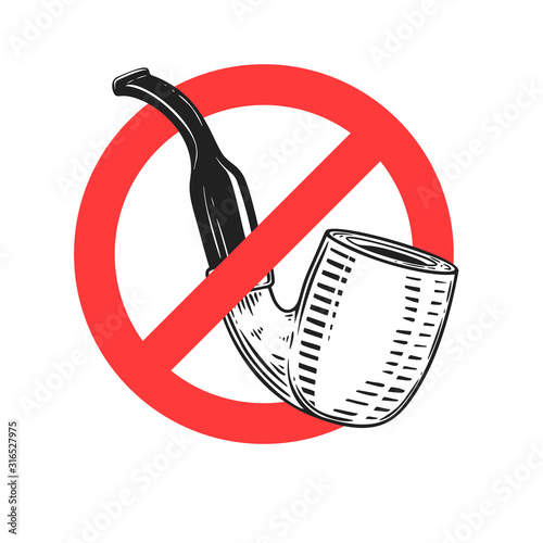 Dont smoke. Stop sign with smoking pipe. Design element for poster, card, banner, sign. Vector illustration