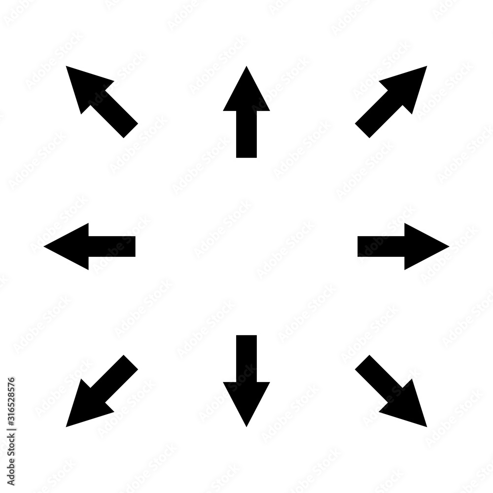 simple black pointing arrows, on isolated white background. vector illustration simple black pointing arrows, on isolated white background. vector illustration