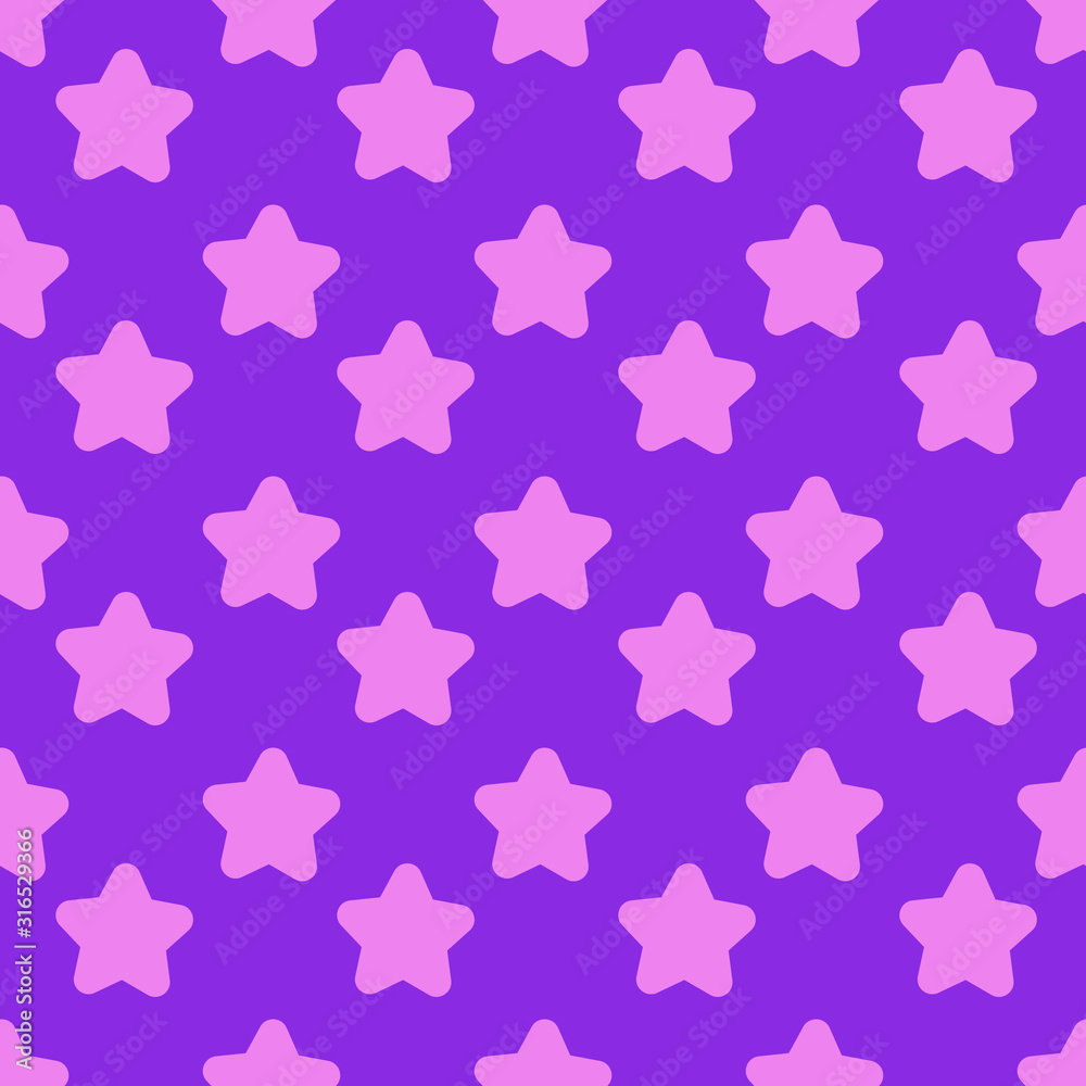 Seamless pattern with stars on a purple background. Vector illustration.