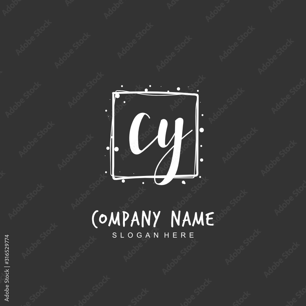 Handwritten initial letter C Y CY for identity and logo. Vector logo template with handwriting and signature style. Handwritten initial letter C Y CY for identity and logo. Vector logo template with handwriting and signature style.