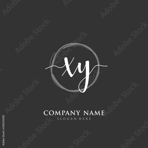 Handwritten initial letter X Y XY for identity and logo. Vector logo template with handwriting and signature style.