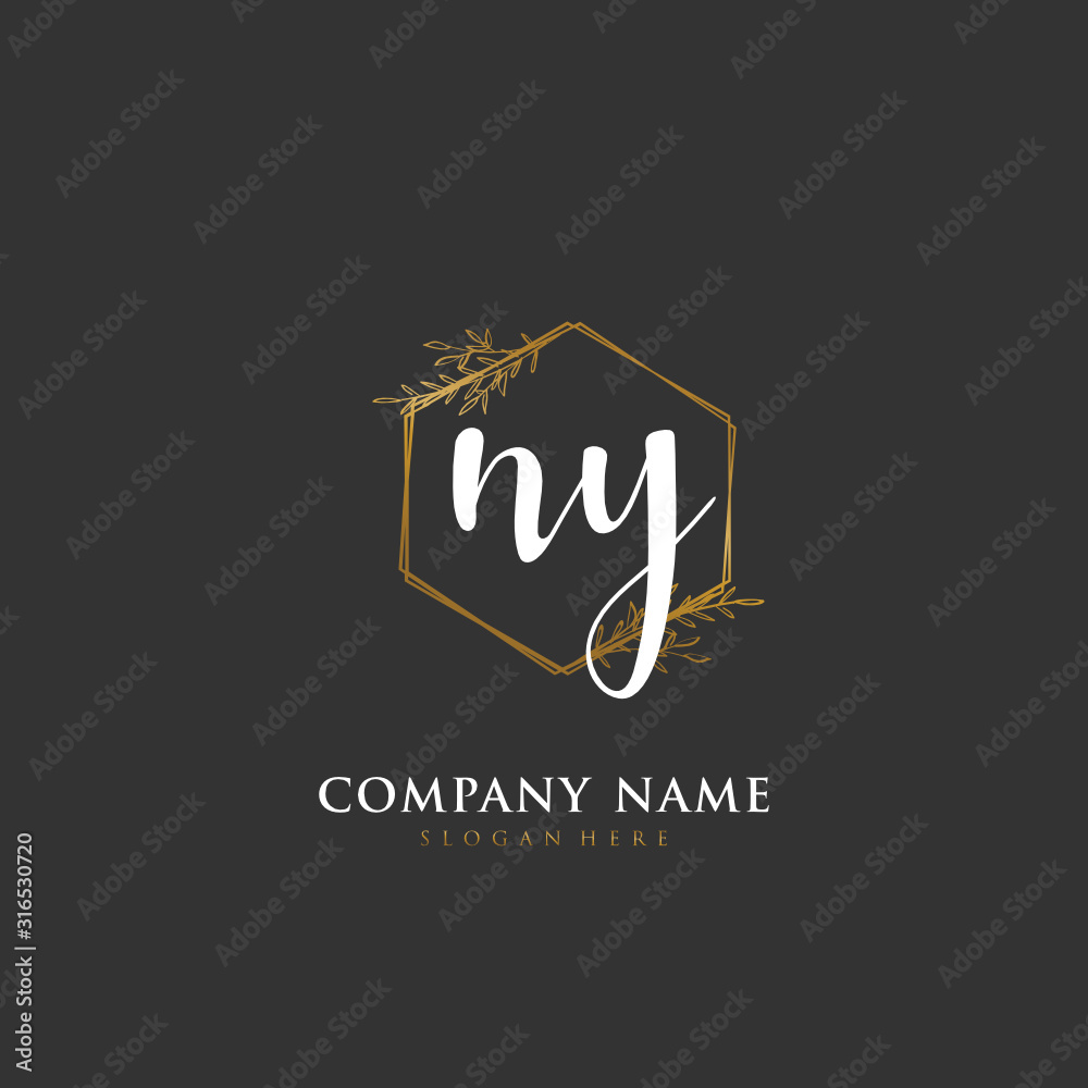 Handwritten initial letter N Y NY for identity and logo. Vector logo template with handwriting and signature style.
