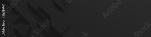 Black Wide Abstract Background With Copy Space (Website Head) (3D Illustration)
