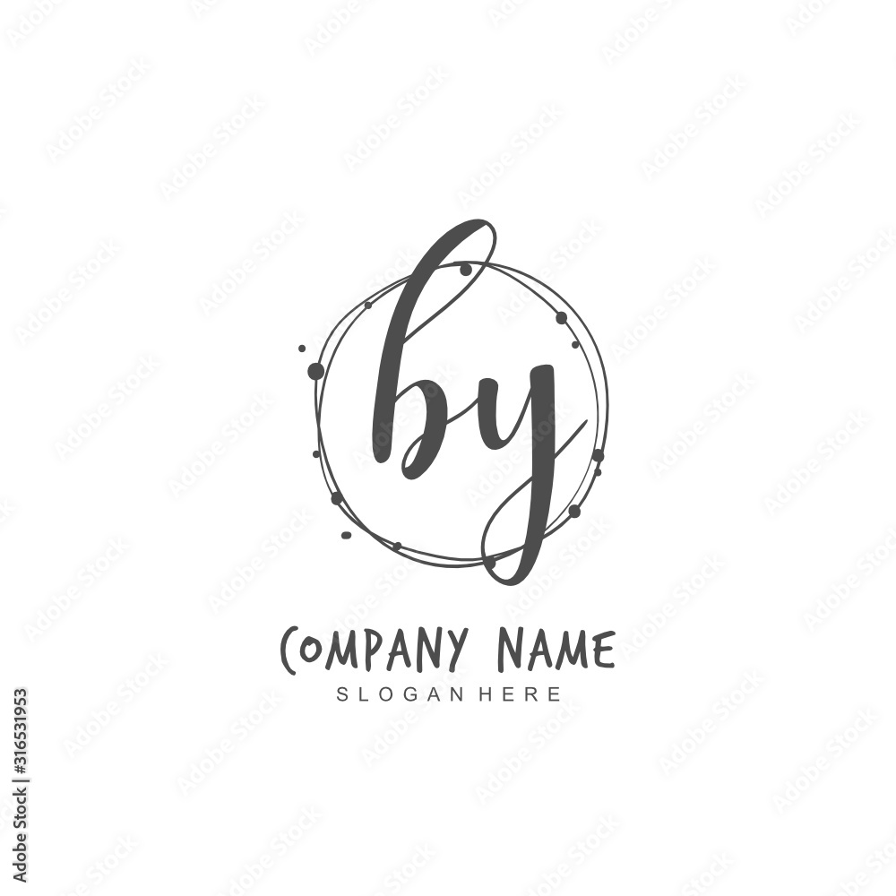 Handwritten initial letter B Y BY for identity and logo. Vector logo template with handwriting and signature style. Handwritten initial letter B Y BY for identity and logo. Vector logo template with handwriting and signature style.