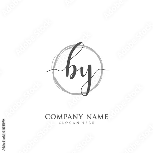 Handwritten initial letter B Y BY for identity and logo. Vector logo template with handwriting and signature style.