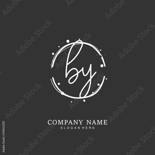 Handwritten initial letter B Y BY for identity and logo. Vector logo template with handwriting and signature style.